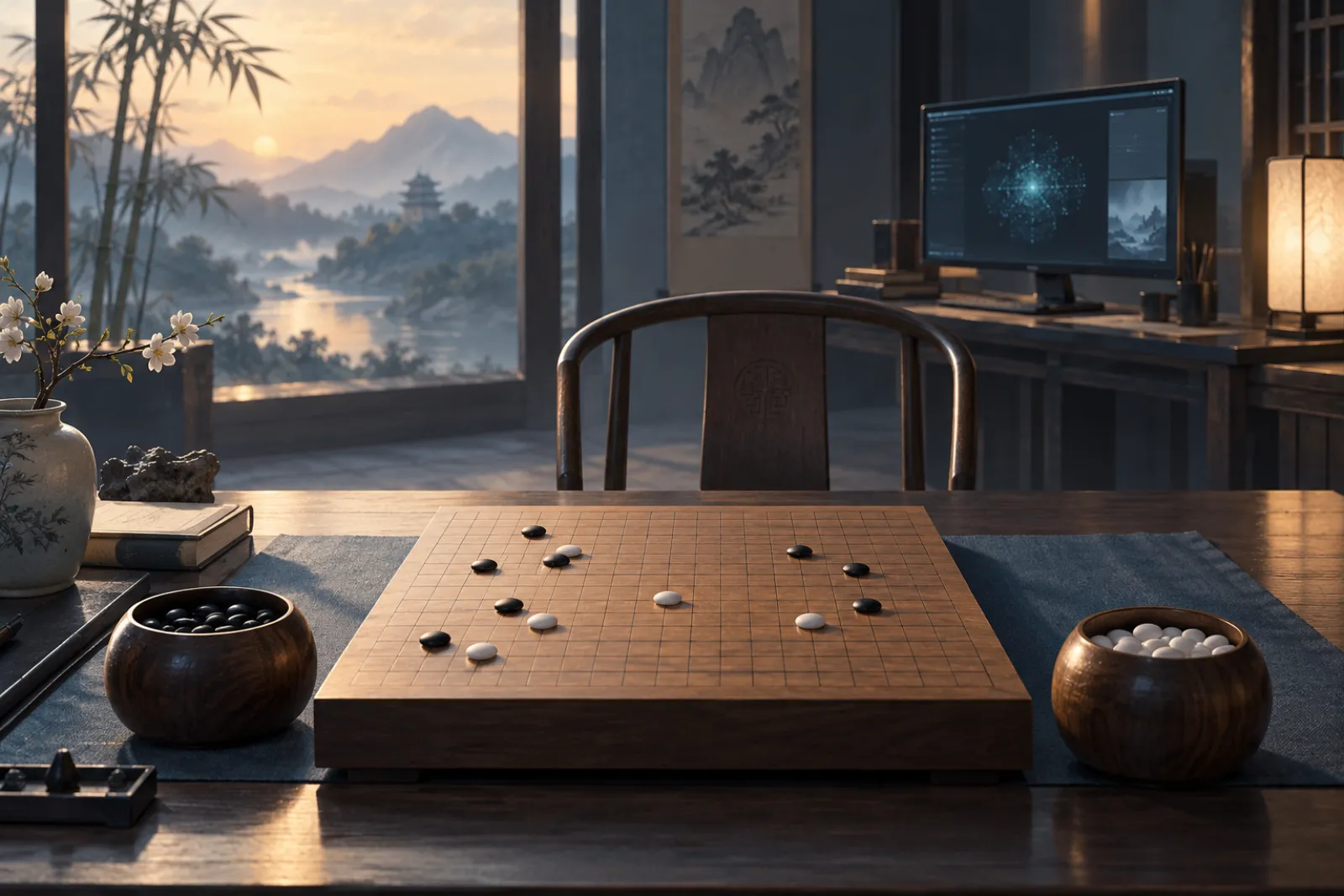 Deep Reinforcement Learning and AlphaGo（Contemporary realistic technology illustration）