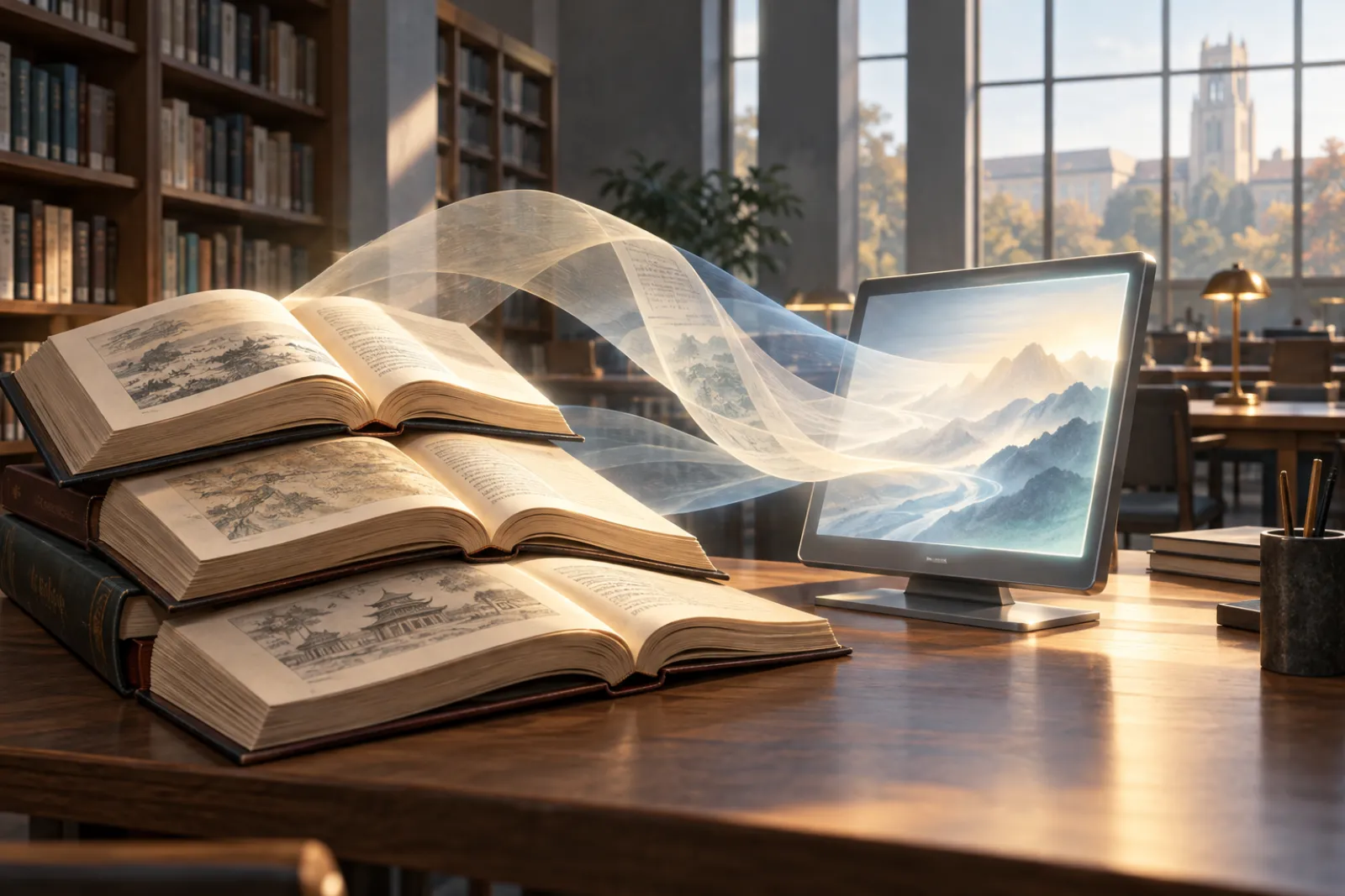 Language Pretraining(Contemporary realistic technology illustration)