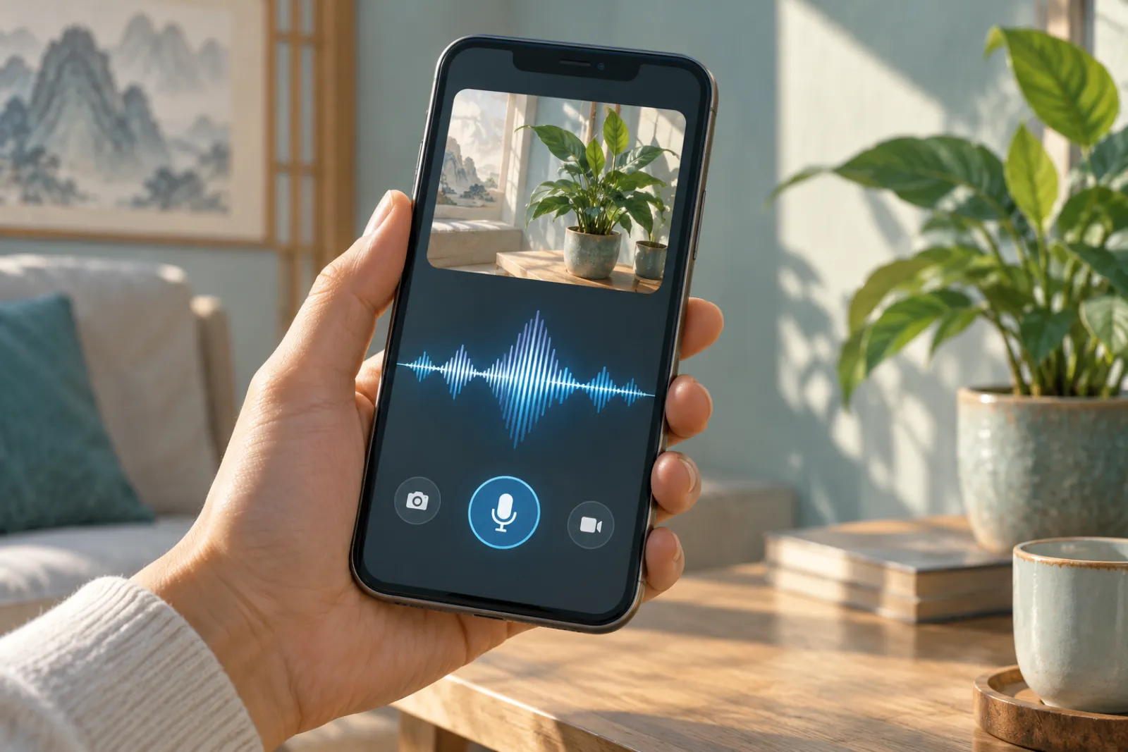 Real-Time Voice and Vision（Contemporary realistic technology illustration）