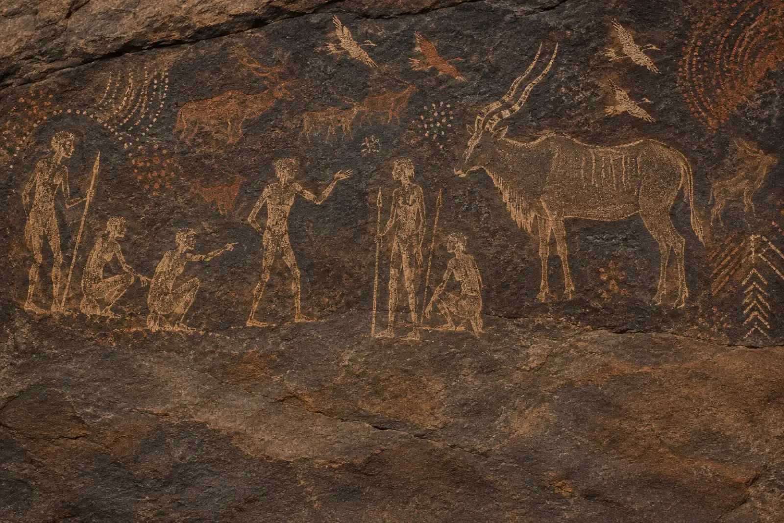 Homo sapiens and Language（African rock engraving patterns）