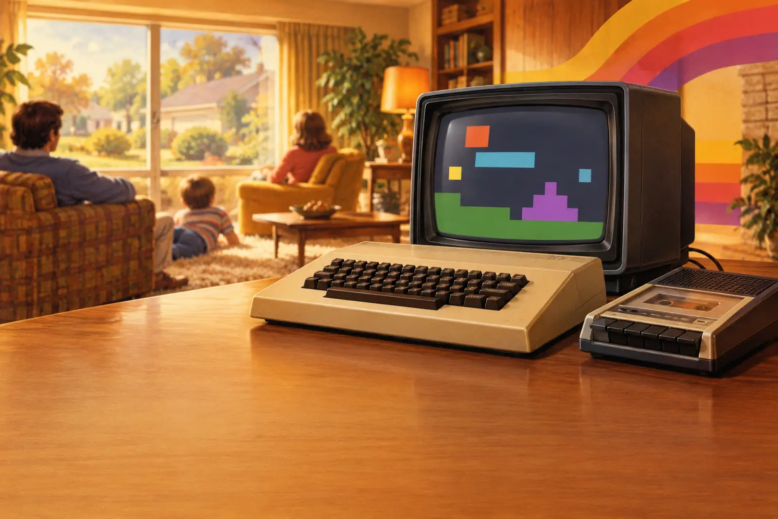 Apple II Goes on Sale（1970s advertising illustration）