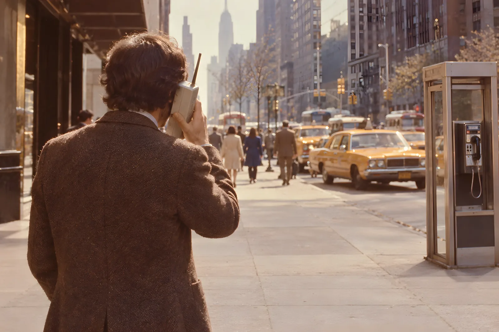 First Mobile Phone Call（1970s color street photography）