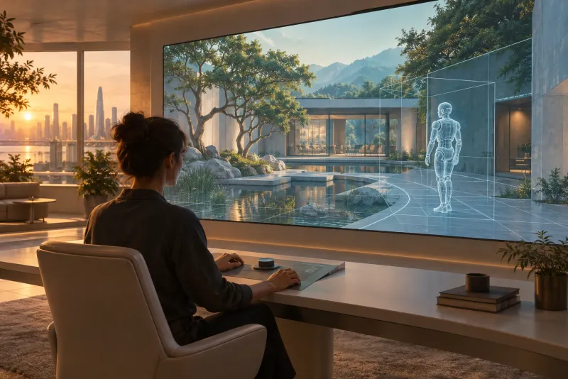 Near-future scenario realist illustration (speculative)