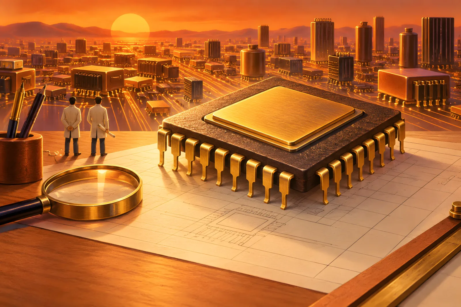 The Microprocessor（1970s advertising illustration）