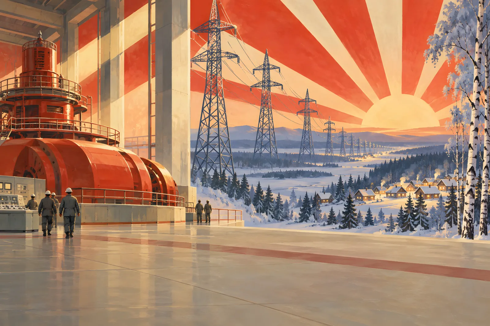 Nuclear Power Plant Online（1950s Soviet propaganda art）